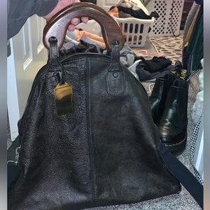 We The Free Willow Black Leather Bag/Tote from Free People